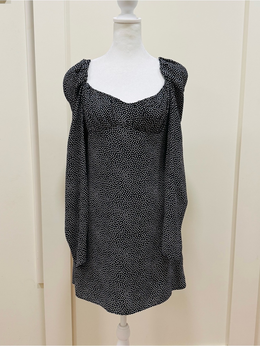 Zara Black Dress with White Polka Dots
